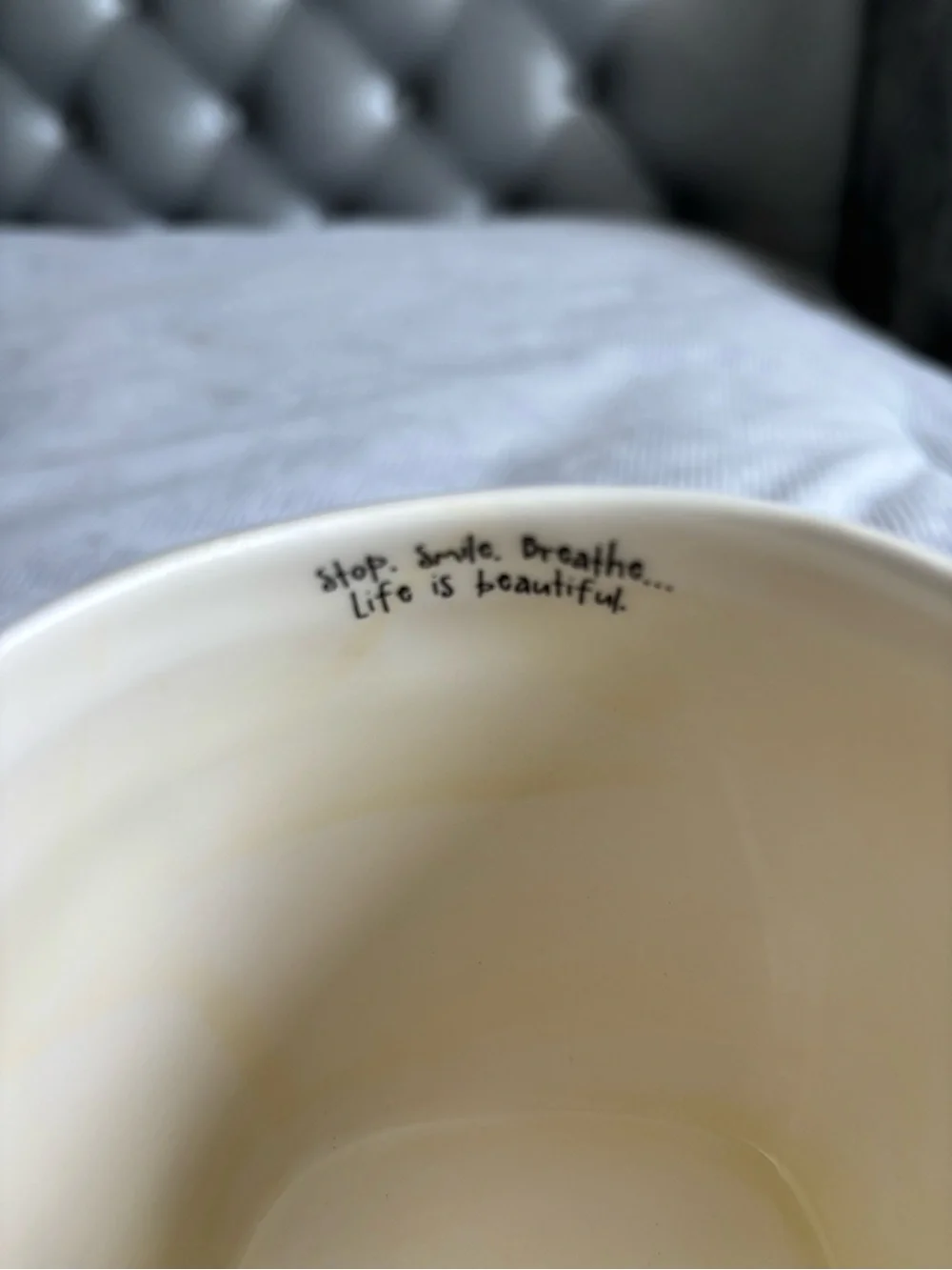 Natural Life Ceramic Camera-Shaped Mug in Aqua and Cream